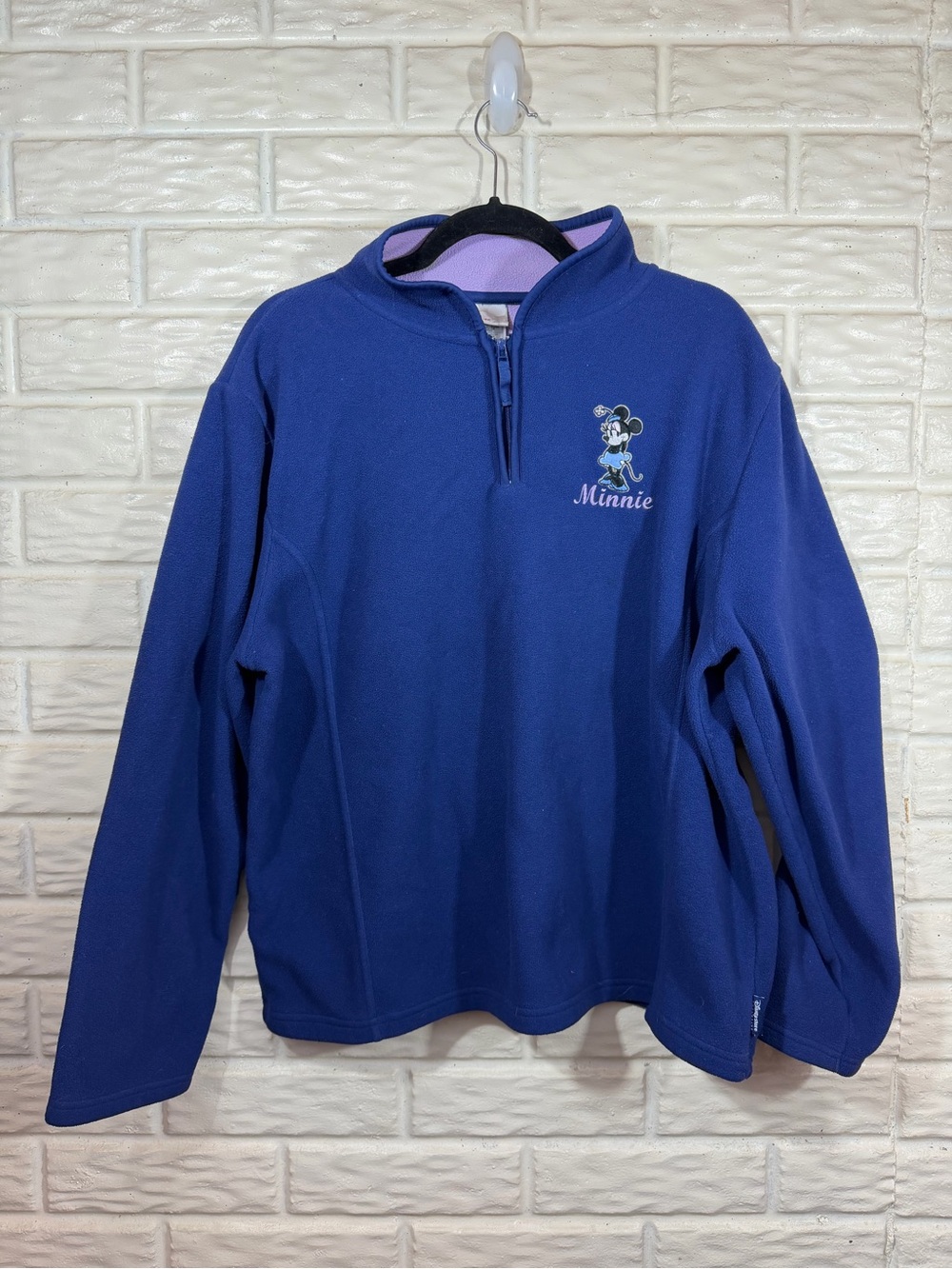 Disney Store Exclusive Minnie Mouse Quarter Zip Fleece Pullover Blue XL vintage